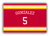 Thumbnail for Personalized Canvas Wrap & Photo Print - Jersey Number with Arched Name - Red and Yellow - Single Stripe - Front View
