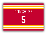 Thumbnail for Personalized Canvas Wrap & Photo Print - Jersey Number - Red and Yellow - Double Stripe - Front View
