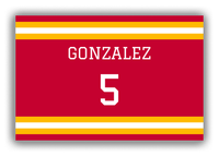 Thumbnail for Personalized Canvas Wrap & Photo Print - Jersey Number - Red and Yellow - Single Stripe - Front View