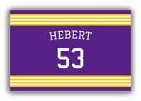 Thumbnail for Personalized Canvas Wrap & Photo Print - Jersey Number with Arched Name - Purple and Gold - Triple Stripe - Front View