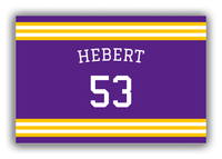 Thumbnail for Personalized Canvas Wrap & Photo Print - Jersey Number with Arched Name - Purple and Gold - Double Stripe - Front View
