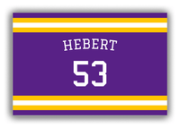 Thumbnail for Personalized Canvas Wrap & Photo Print - Jersey Number with Arched Name - Purple and Gold - Single Stripe - Front View
