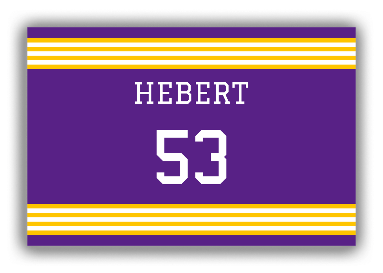 Personalized Canvas Wrap & Photo Print - Jersey Number - Purple and Gold - Triple Stripe - Front View