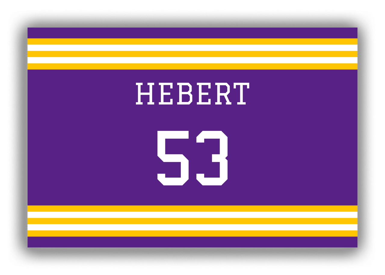 Personalized Canvas Wrap & Photo Print - Jersey Number - Purple and Gold - Double Stripe - Front View