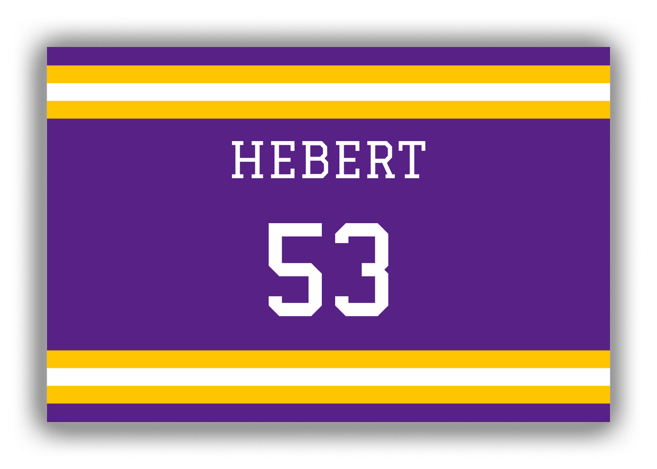 Personalized Canvas Wrap & Photo Print - Jersey Number - Purple and Gold - Single Stripe - Front View