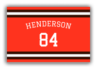 Thumbnail for Personalized Canvas Wrap & Photo Print - Jersey Number with Arched Name - Orange and Brown - Single Stripe - Front View