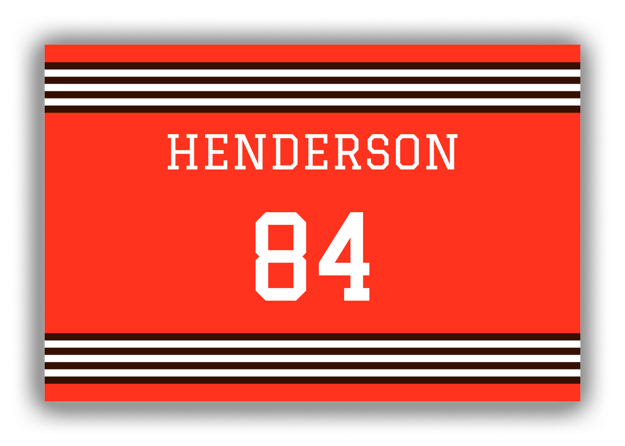 Personalized Canvas Wrap & Photo Print - Jersey Number - Orange and Brown - Triple Stripe - Front View