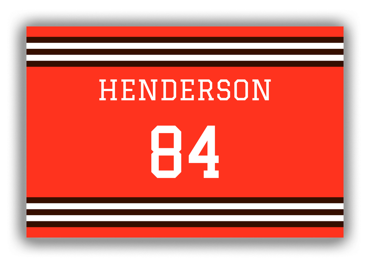 Personalized Canvas Wrap & Photo Print - Jersey Number - Orange and Brown - Double Stripe - Front View