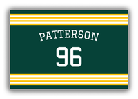 Thumbnail for Personalized Canvas Wrap & Photo Print - Jersey Number with Arched Name - Green and Yellow - Triple Stripe - Front View