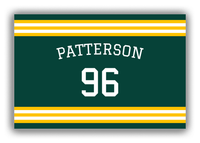 Thumbnail for Personalized Canvas Wrap & Photo Print - Jersey Number with Arched Name - Green and Yellow - Double Stripe - Front View