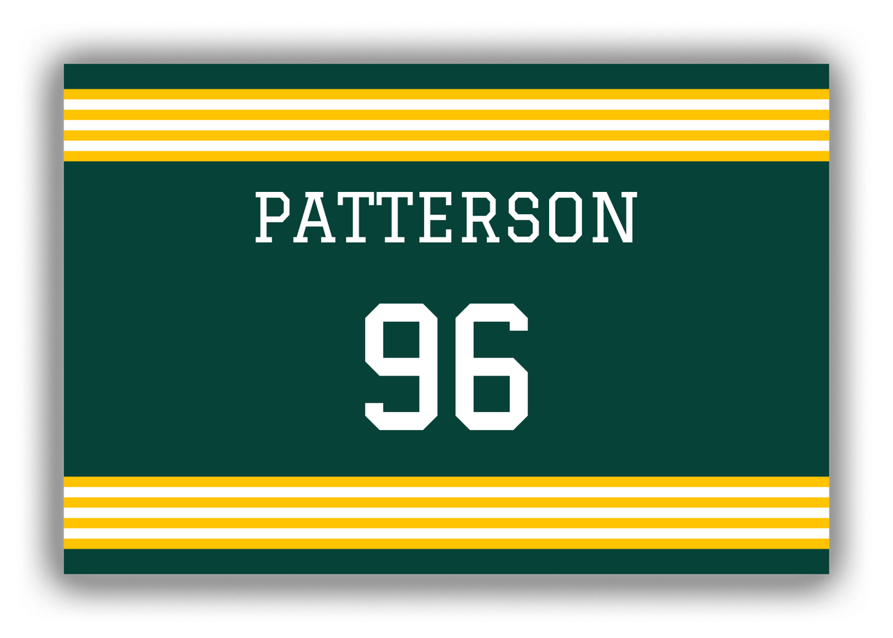 Personalized Canvas Wrap & Photo Print - Jersey Number - Green and Yellow - Triple Stripe - Front View