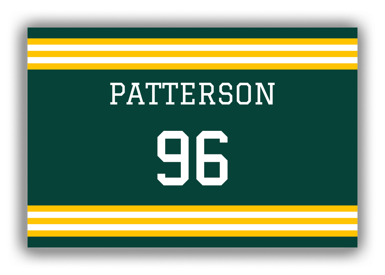 Personalized Canvas Wrap & Photo Print - Jersey Number - Green and Yellow - Double Stripe - Front View