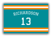 Thumbnail for Personalized Canvas Wrap & Photo Print - Jersey Number with Arched Name - Teal and Orange - Single Stripe - Front View