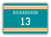 Thumbnail for Personalized Canvas Wrap & Photo Print - Jersey Number - Teal and Orange - Double Stripe - Front View