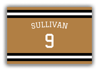 Thumbnail for Personalized Canvas Wrap & Photo Print - Jersey Number with Arched Name - Gold and Black - Single Stripe - Front View