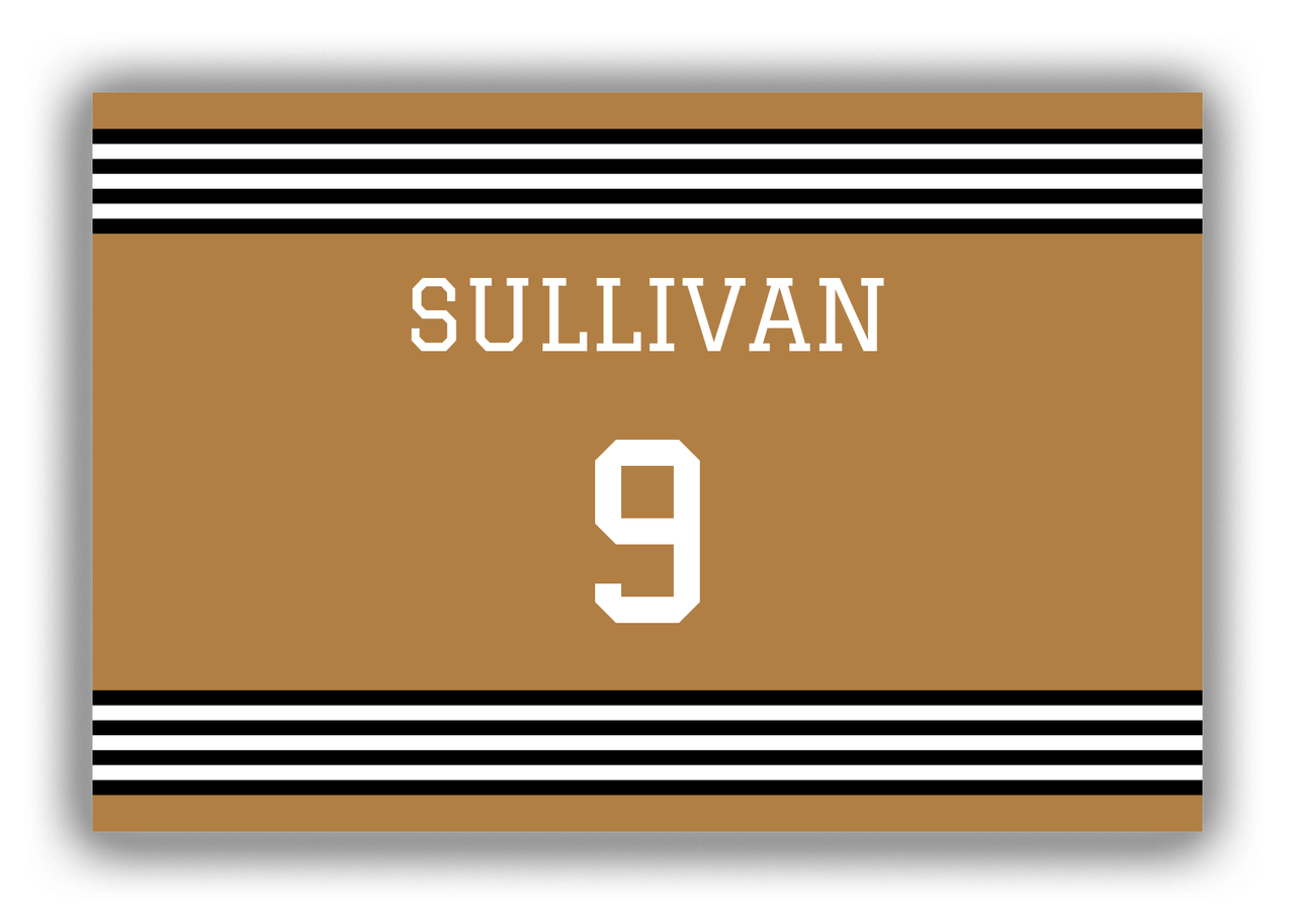 Personalized Canvas Wrap & Photo Print - Jersey Number - Gold and Black - Triple Stripe - Front View