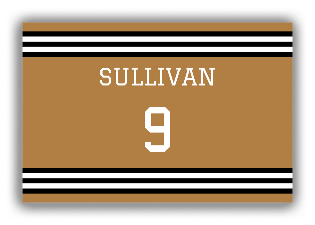 Personalized Canvas Wrap & Photo Print - Jersey Number - Gold and Black - Double Stripe - Front View