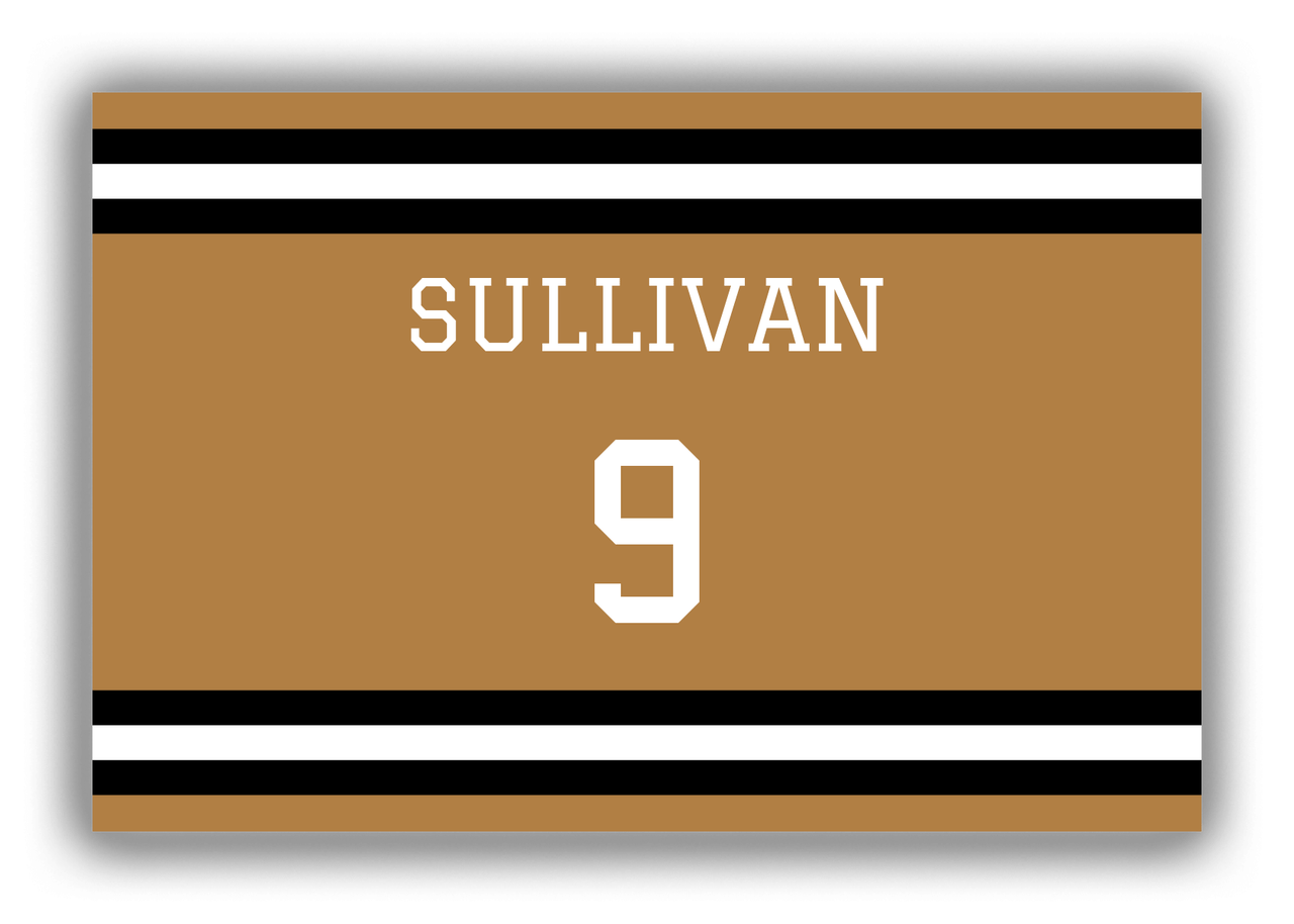 Personalized Canvas Wrap & Photo Print - Jersey Number - Gold and Black - Single Stripe - Front View