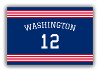 Thumbnail for Personalized Canvas Wrap & Photo Print - Jersey Number with Arched Name - Blue and Red - Triple Stripe - Front View