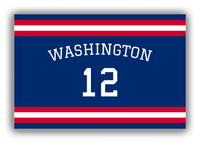 Thumbnail for Personalized Canvas Wrap & Photo Print - Jersey Number with Arched Name - Blue and Red - Single Stripe - Front View