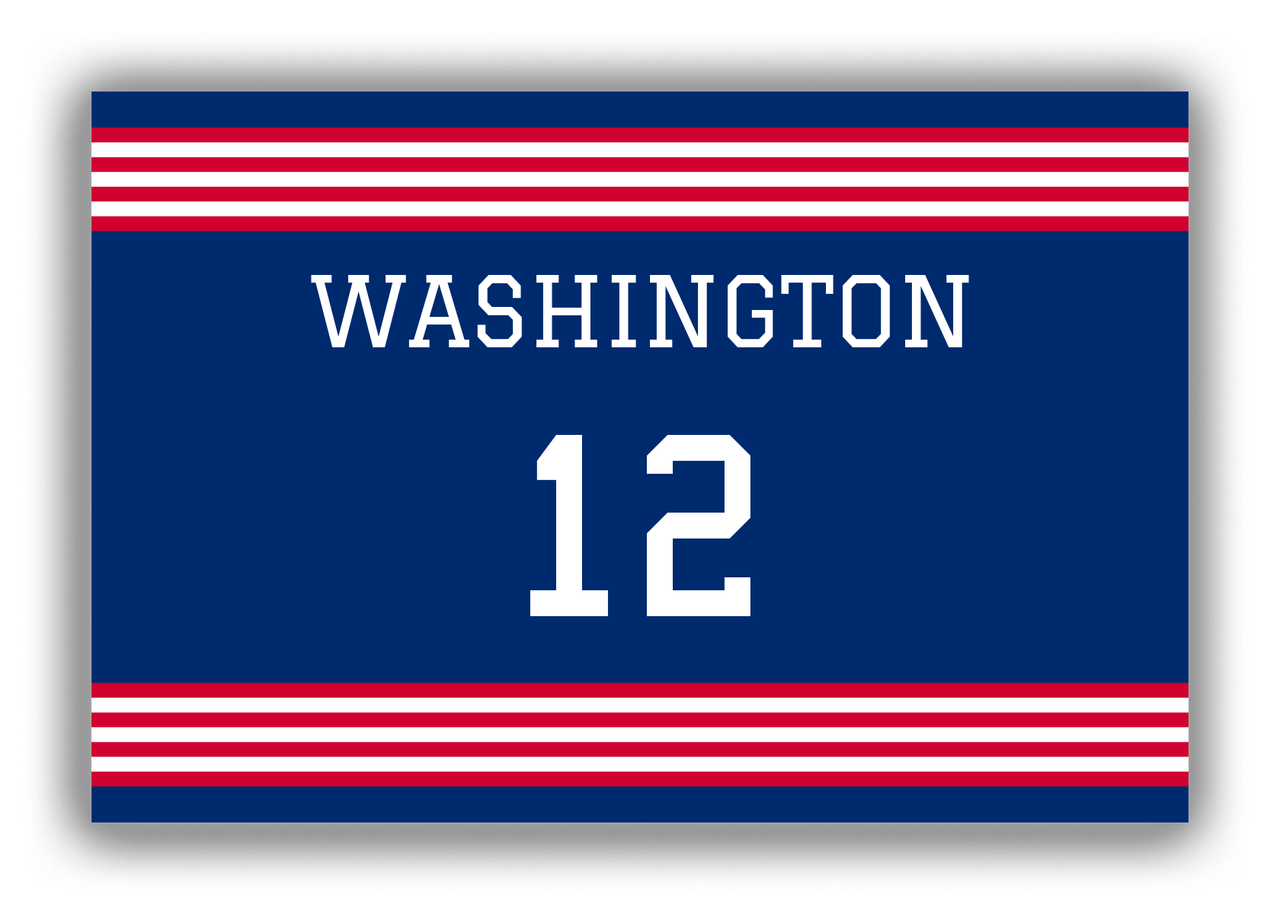 Personalized Canvas Wrap & Photo Print - Jersey Number - Blue and Red - Triple Stripe - Front View