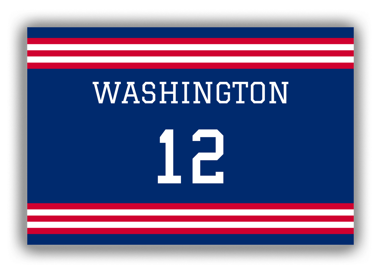Personalized Canvas Wrap & Photo Print - Jersey Number - Blue and Red - Double Stripe - Front View