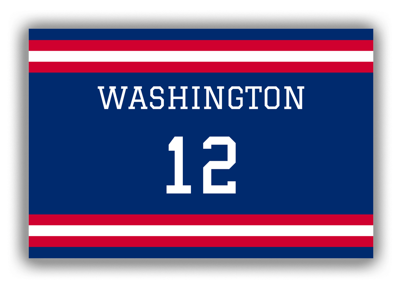 Personalized Canvas Wrap & Photo Print - Jersey Number - Blue and Red - Single Stripe - Front View
