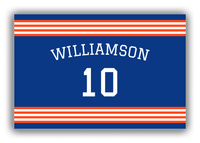 Thumbnail for Personalized Canvas Wrap & Photo Print - Jersey Number with Arched Name - Blue and Orange - Triple Stripe - Front View