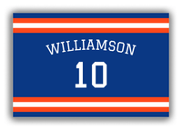 Thumbnail for Personalized Canvas Wrap & Photo Print - Jersey Number with Arched Name - Blue and Orange - Single Stripe - Front View