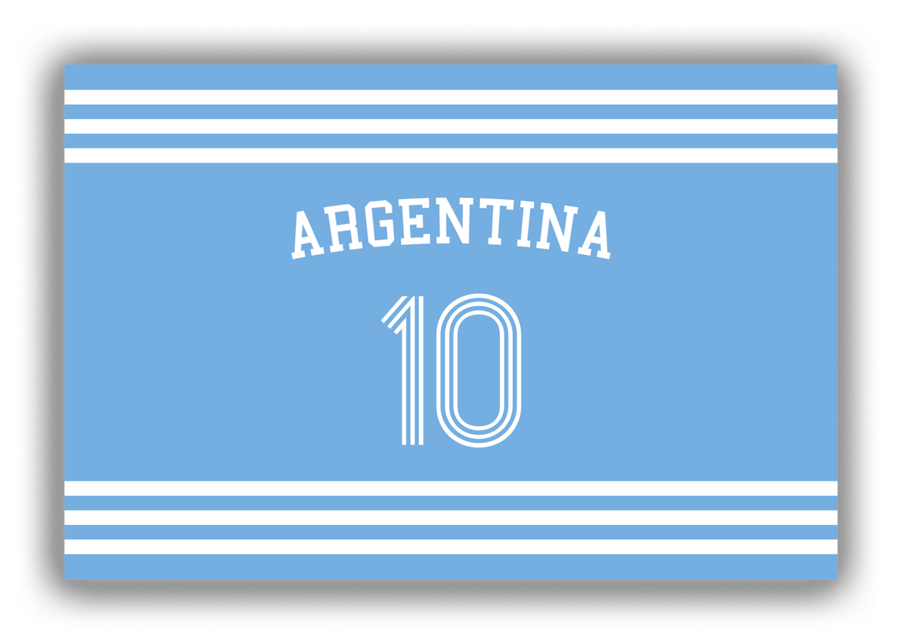 Personalized Canvas Wrap & Photo Print - Jersey Number with Arched Name - Argentina - Double Stripe - Front View