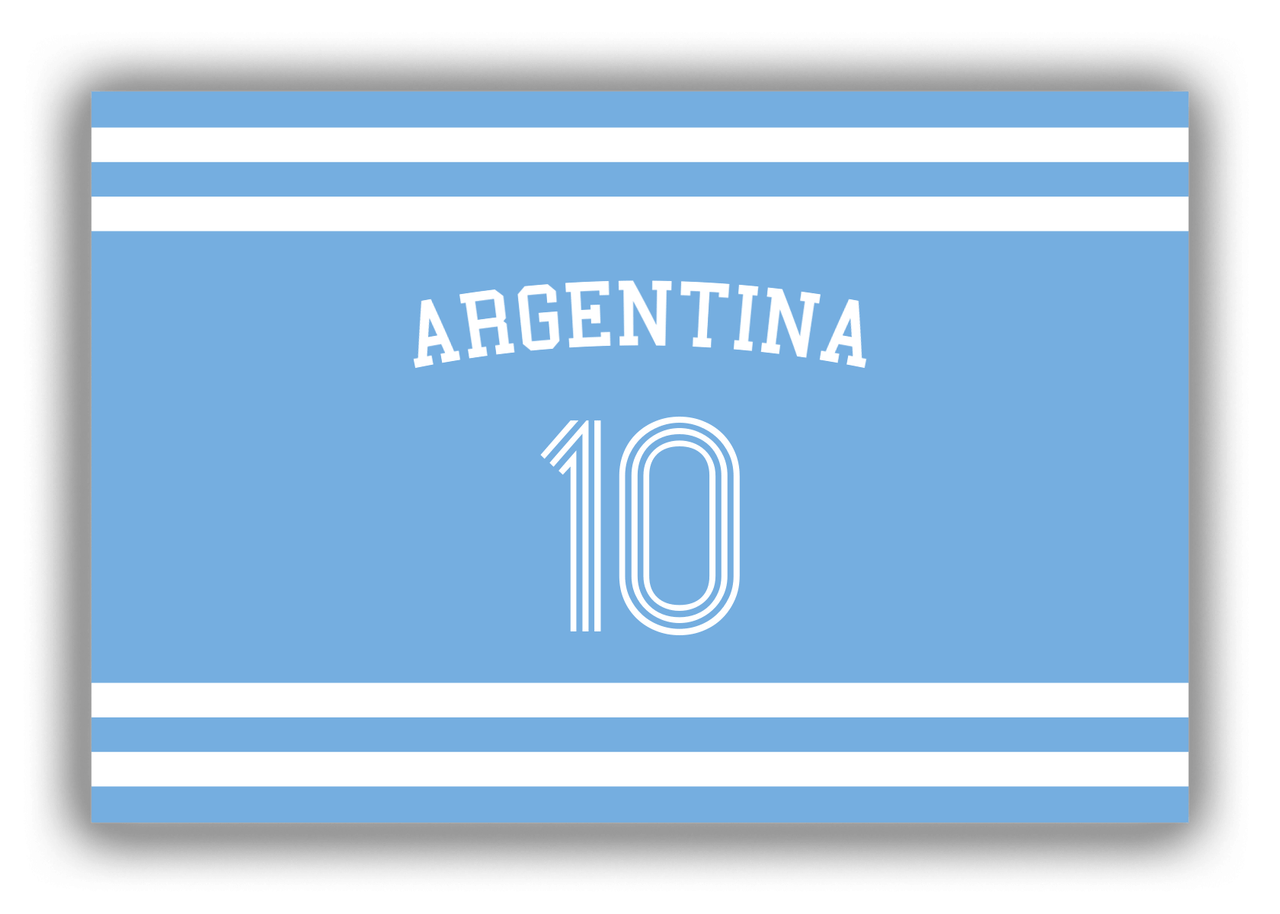 Personalized Canvas Wrap & Photo Print - Jersey Number with Arched Name - Argentina - Single Stripe - Front View