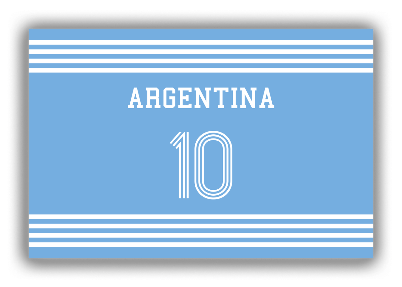 Personalized Canvas Wrap & Photo Print - Jersey Number - Argentina - Triple Stripe - Front View