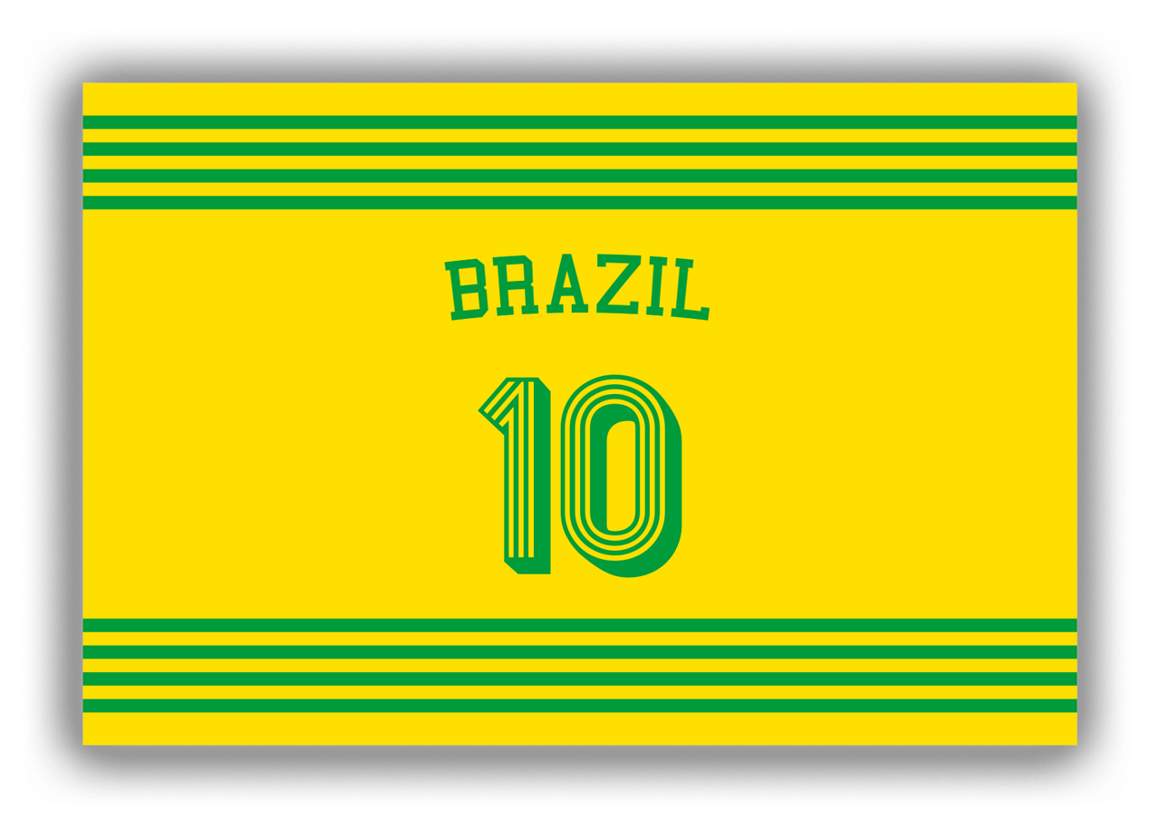 Personalized Canvas Wrap & Photo Print - Jersey Number with Arched Name - Brazil - Triple Stripe - Front View