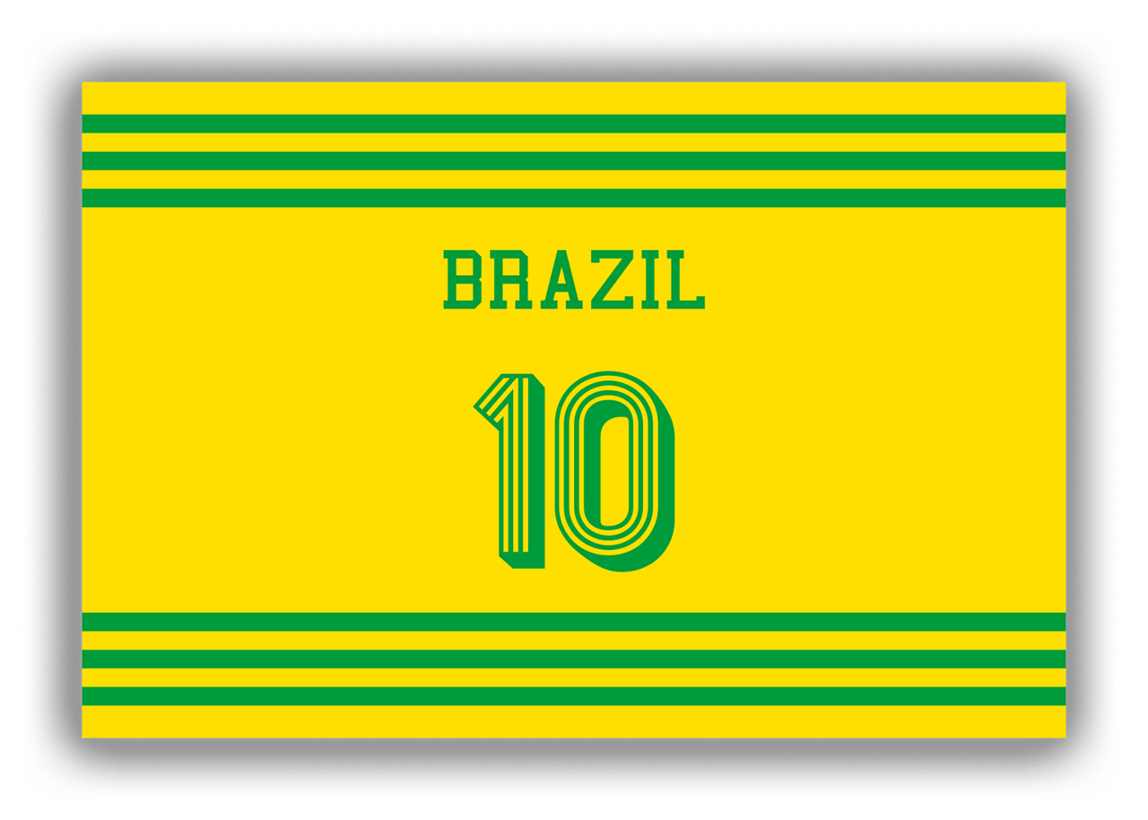 Personalized Canvas Wrap & Photo Print - Jersey Number - Brazil - Double Stripe - Front View