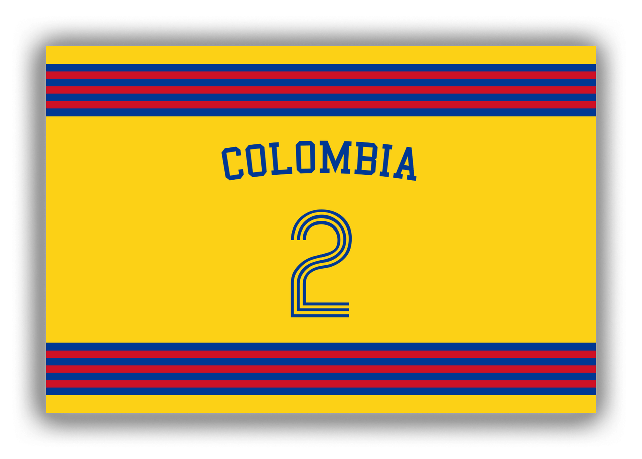 Personalized Canvas Wrap & Photo Print - Jersey Number with Arched Name - Colombia - Triple Stripe - Front View