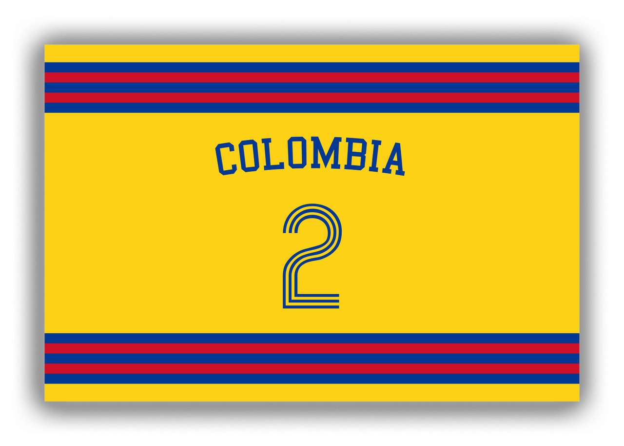 Personalized Canvas Wrap & Photo Print - Jersey Number with Arched Name - Colombia - Double Stripe - Front View