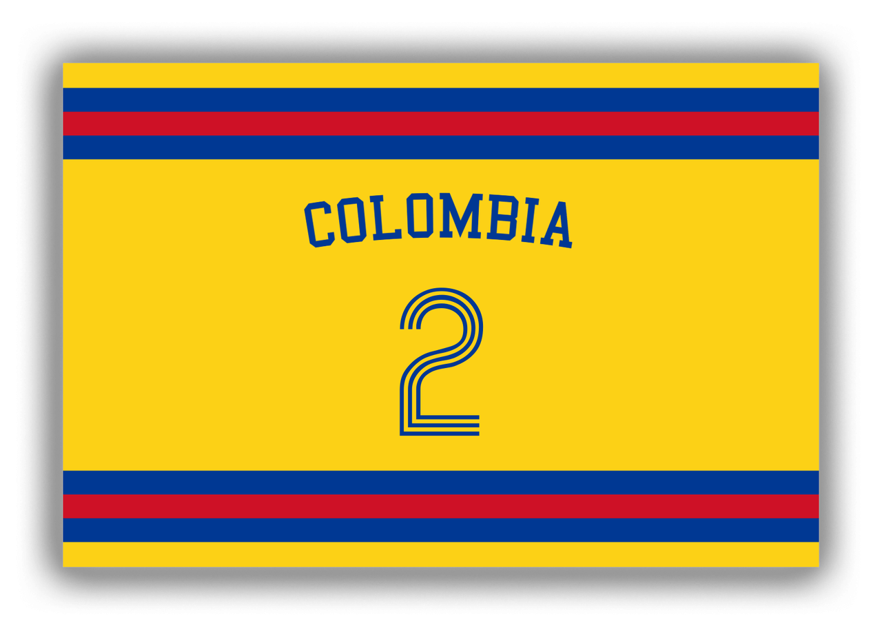 Personalized Canvas Wrap & Photo Print - Jersey Number with Arched Name - Colombia - Single Stripe - Front View