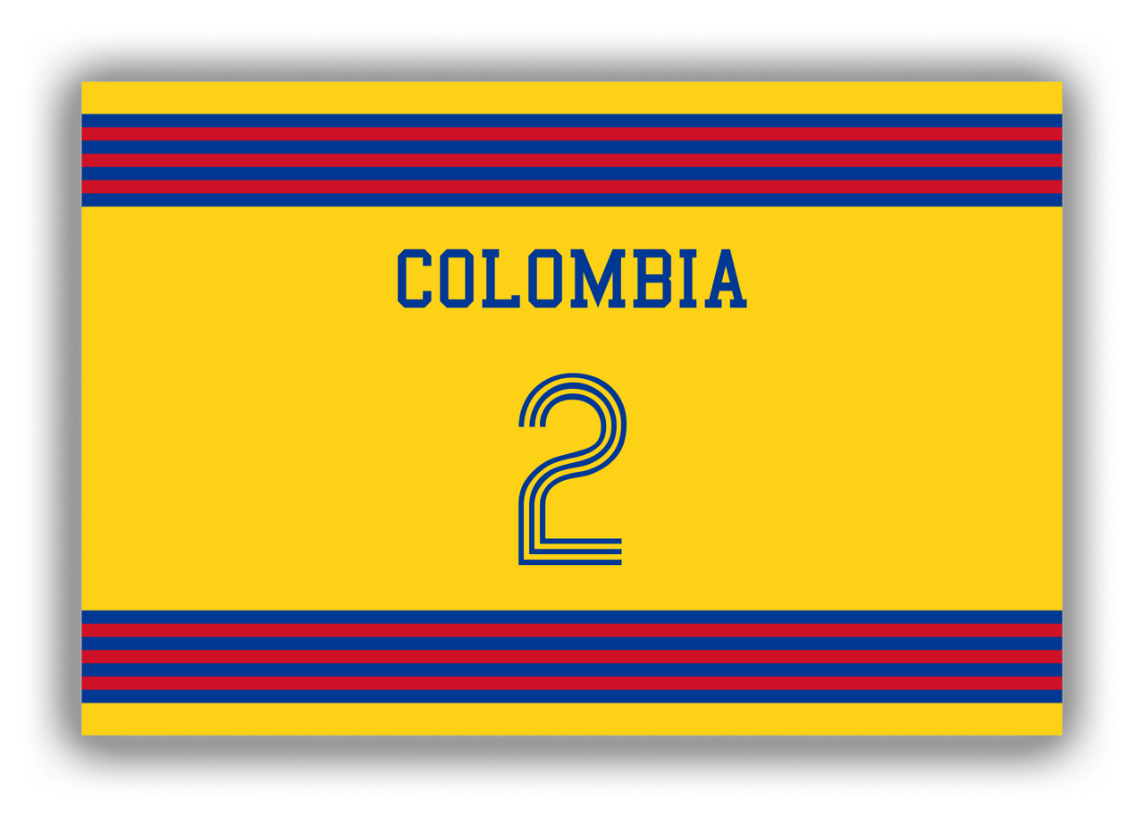Personalized Canvas Wrap & Photo Print - Jersey Number - Colombia - Triple Stripe - Front View