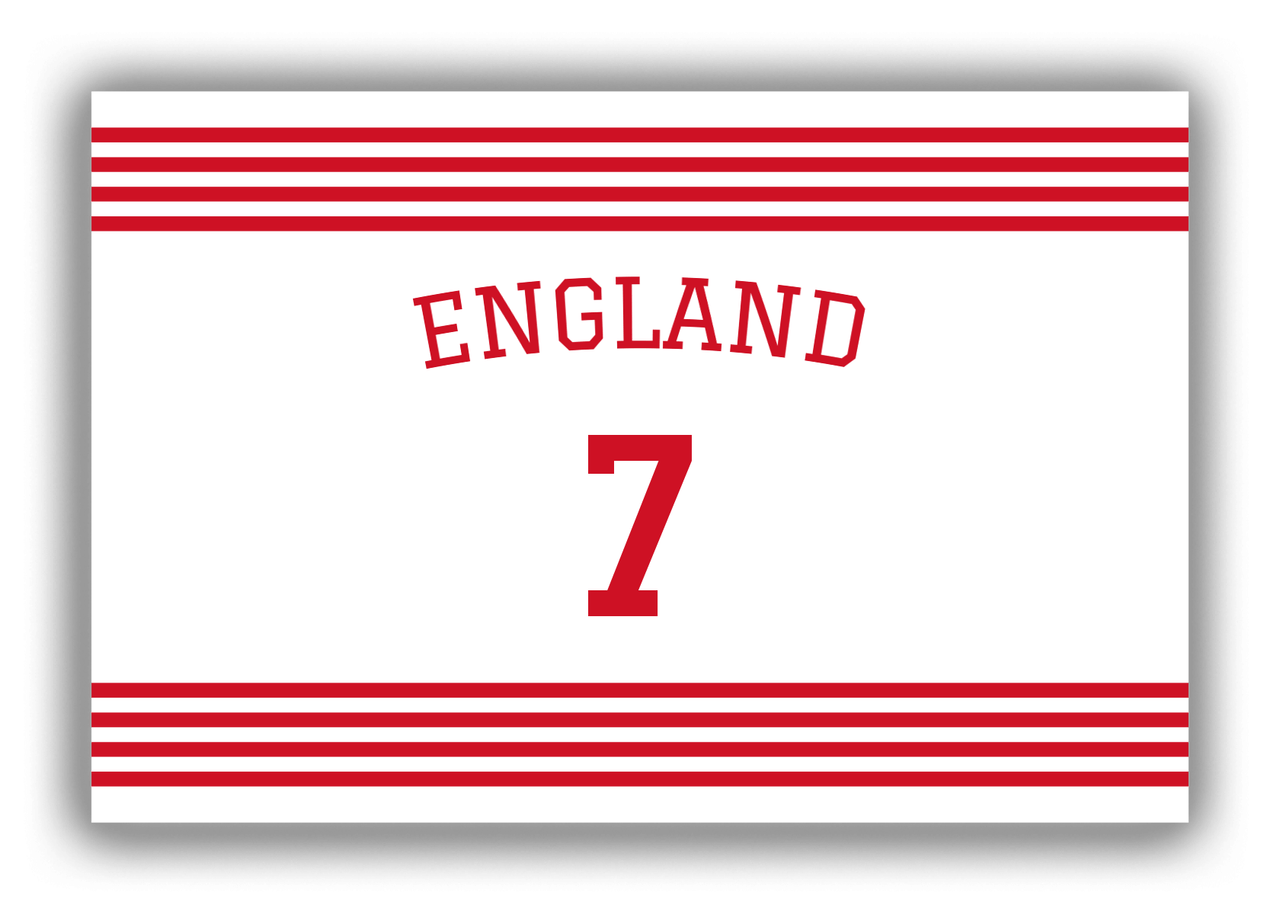 Personalized Canvas Wrap & Photo Print - Jersey Number with Arched Name - England - Triple Stripe - Front View