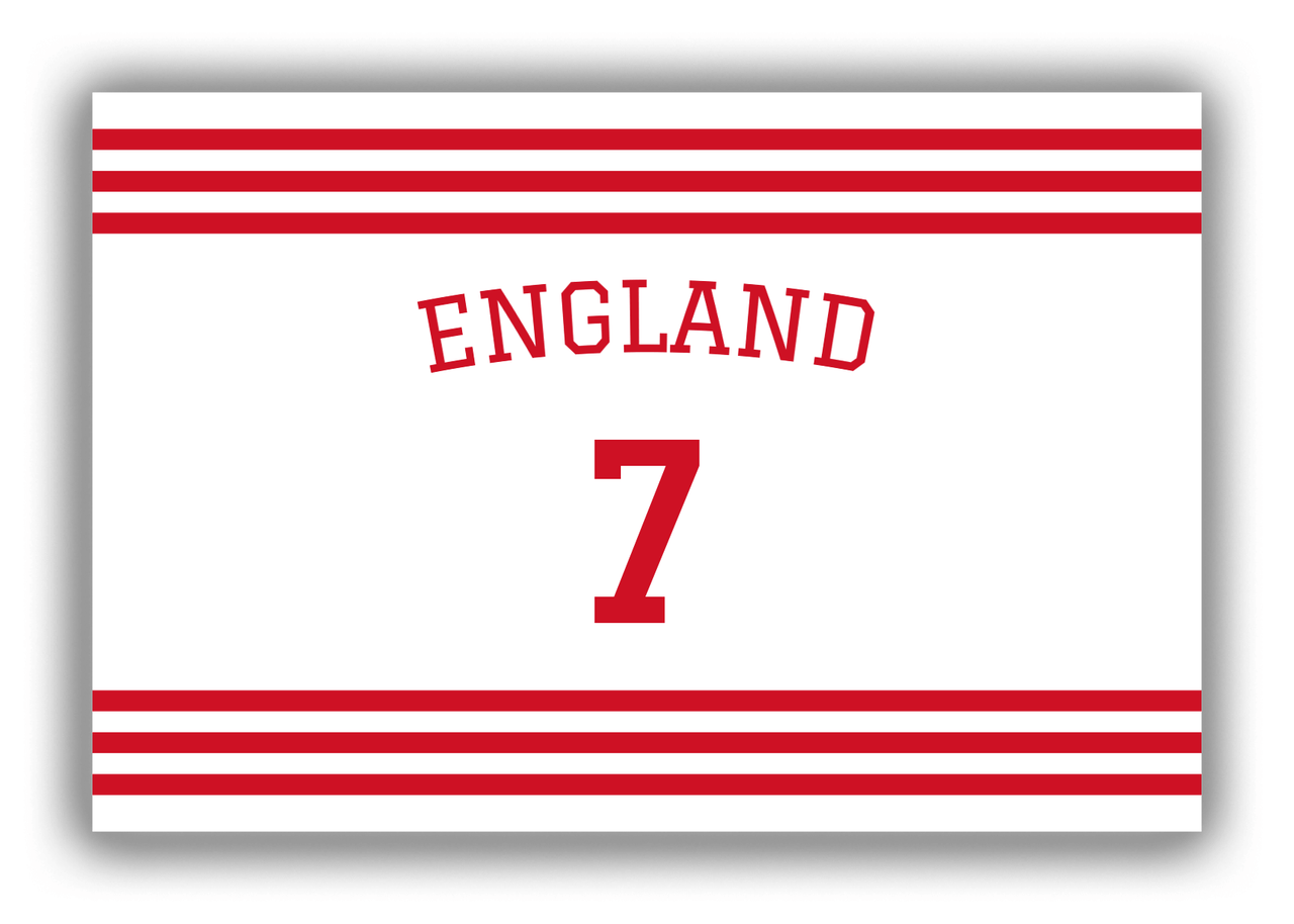 Personalized Canvas Wrap & Photo Print - Jersey Number with Arched Name - England - Double Stripe - Front View