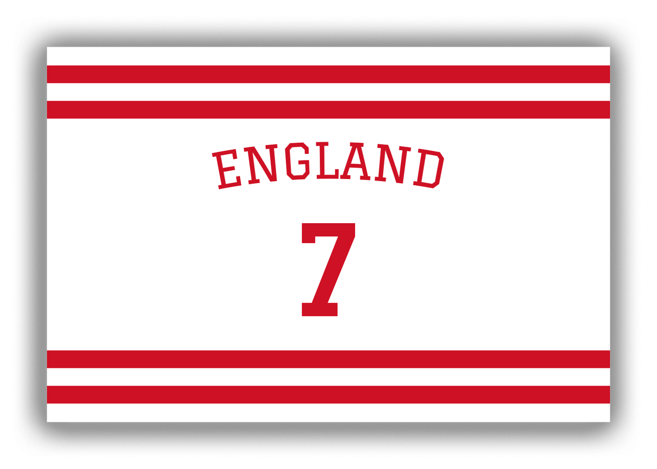 Personalized Canvas Wrap & Photo Print - Jersey Number with Arched Name - England - Single Stripe - Front View