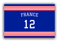 Thumbnail for Personalized Canvas Wrap & Photo Print - Jersey Number with Arched Name - France - Triple Stripe - Front View