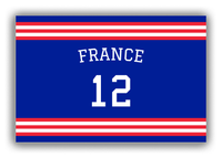 Thumbnail for Personalized Canvas Wrap & Photo Print - Jersey Number with Arched Name - France - Double Stripe - Front View