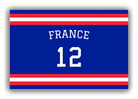 Thumbnail for Personalized Canvas Wrap & Photo Print - Jersey Number with Arched Name - France - Single Stripe - Front View