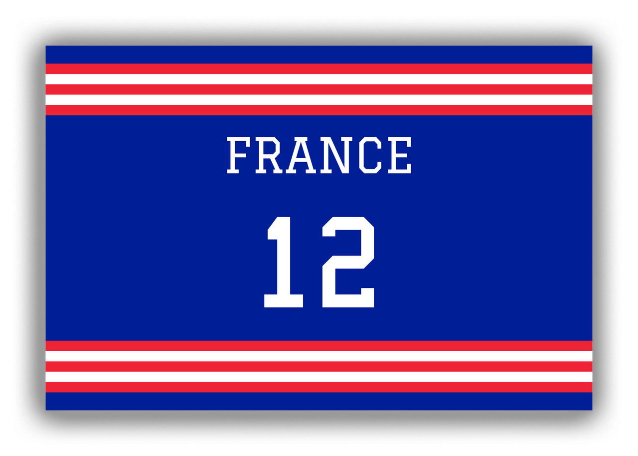 Personalized Canvas Wrap & Photo Print - Jersey Number - France - Double Stripe - Front View