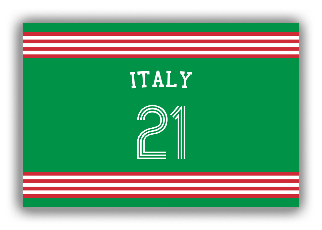 Personalized Canvas Wrap & Photo Print - Jersey Number with Arched Name - Italy - Triple Stripe - Front View