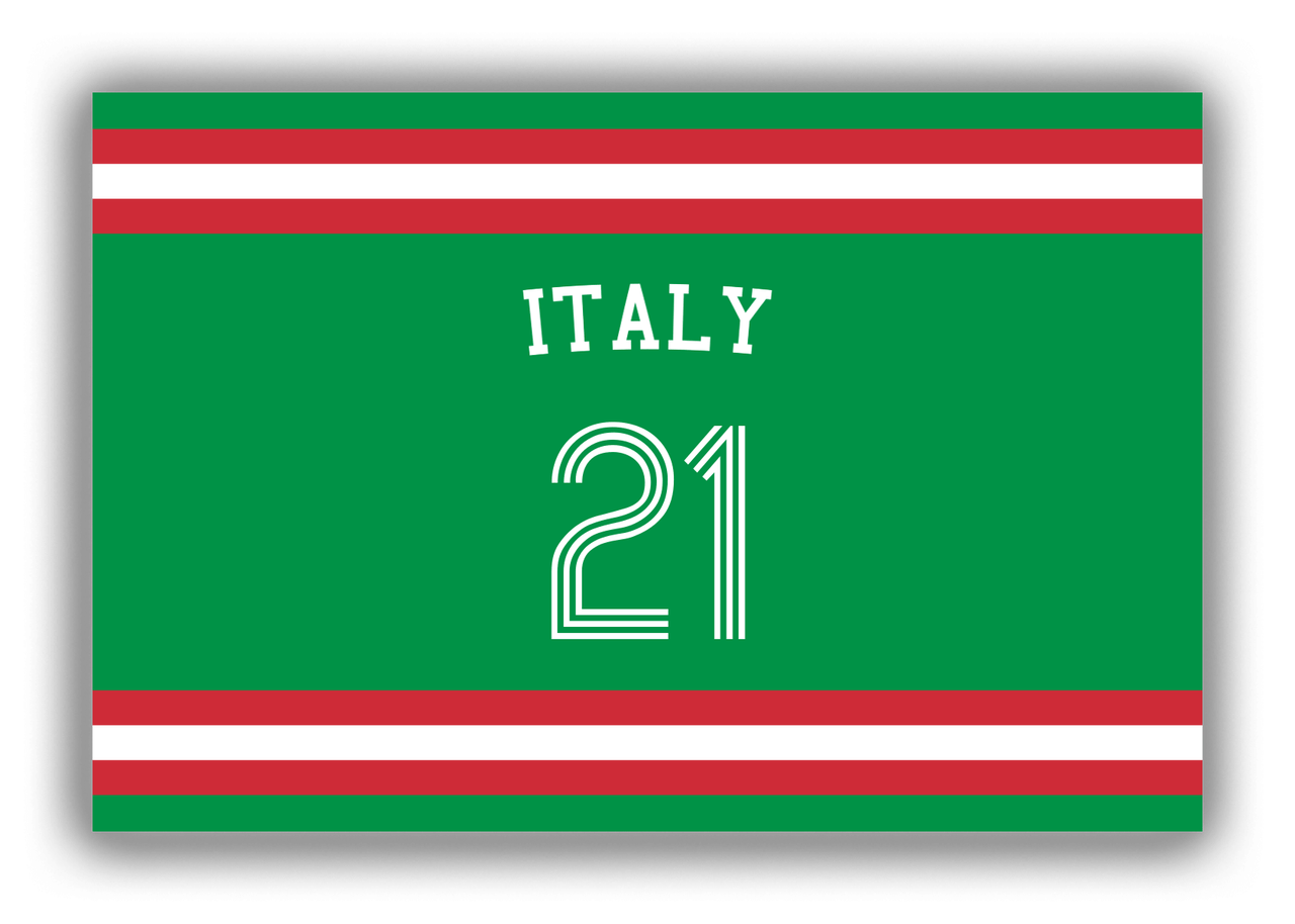 Personalized Canvas Wrap & Photo Print - Jersey Number with Arched Name - Italy - Single Stripe - Front View