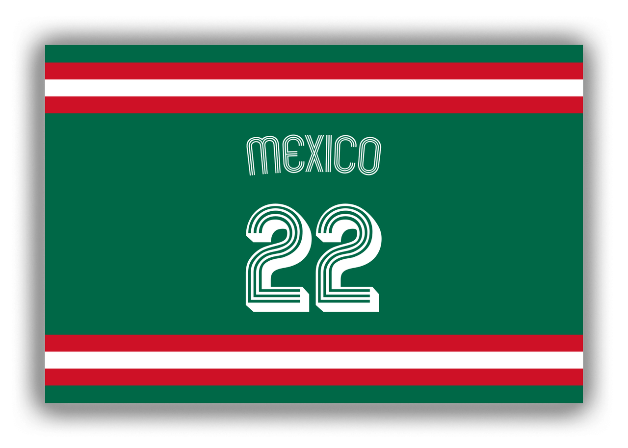Personalized Canvas Wrap & Photo Print - Jersey Number with Arched Name - Mexico - Single Stripe - Front View