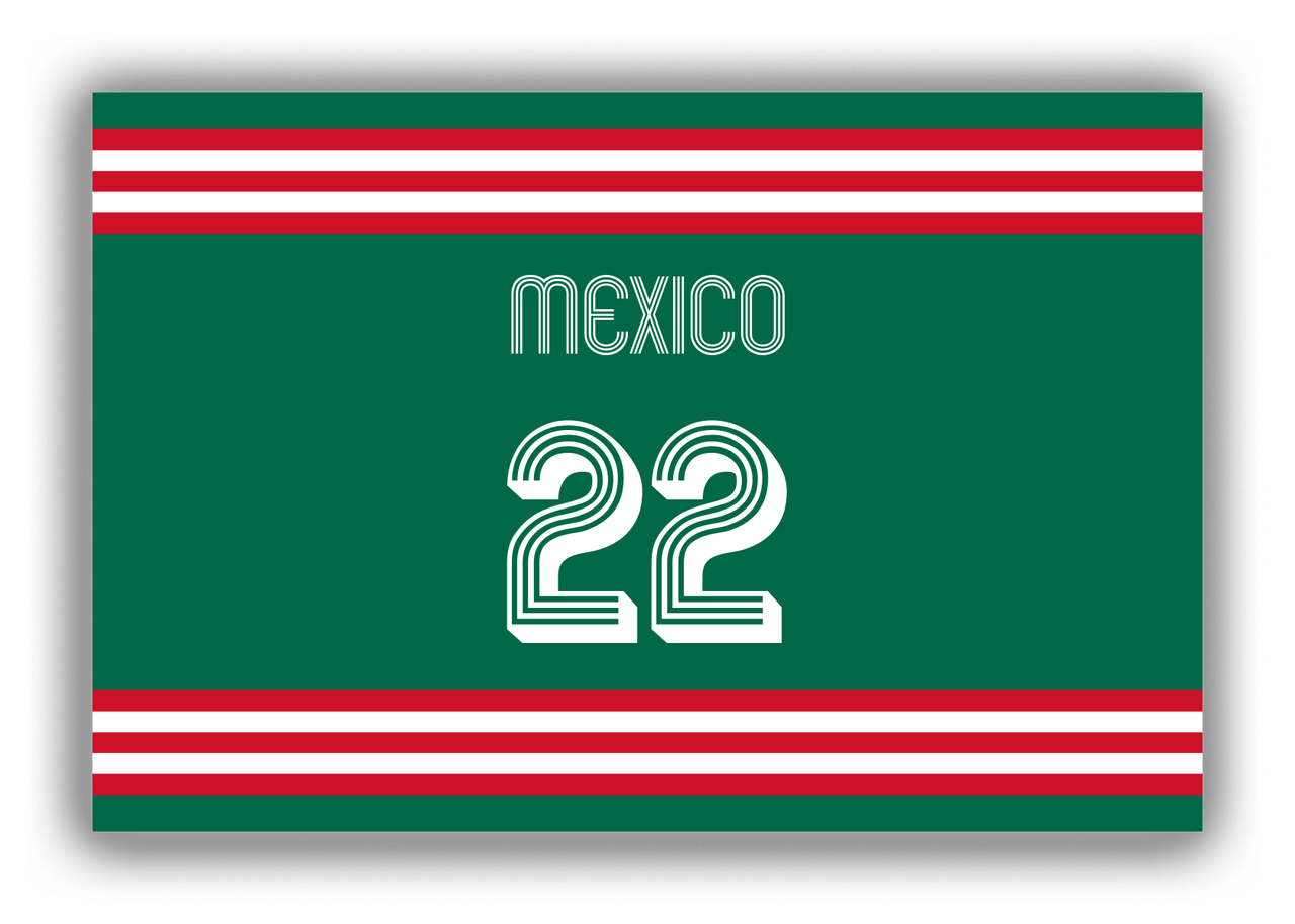 Personalized Canvas Wrap & Photo Print - Jersey Number - Mexico - Double Stripe - Front View