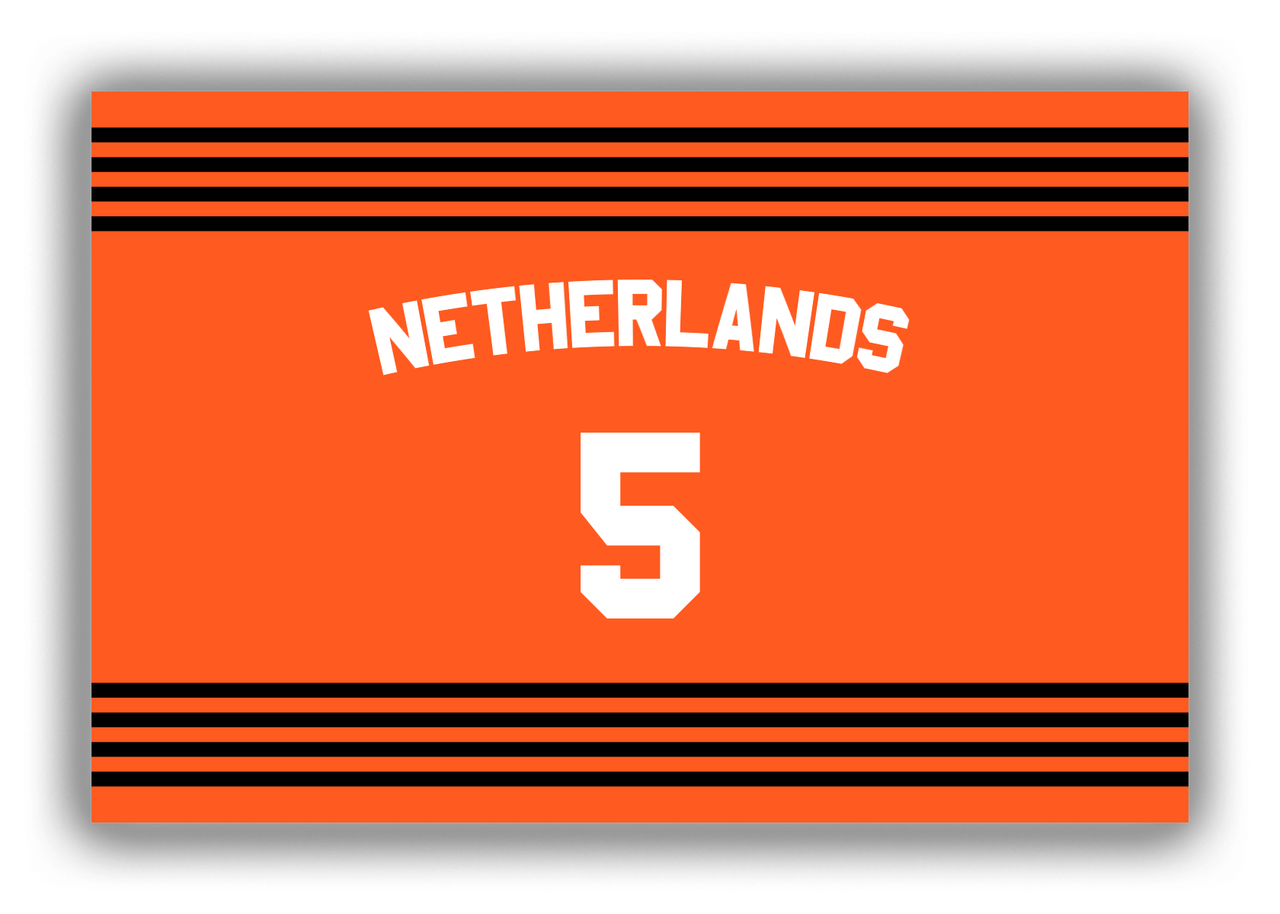 Personalized Canvas Wrap & Photo Print - Jersey Number with Arched Name - Netherlands - Triple Stripe - Front View